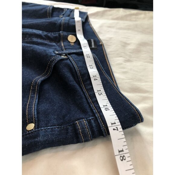 Express Women's 70s Flare Mid Rise Jeans 12R Blue Dark Wash y2k Cotton Blend - Picture 7 of 9